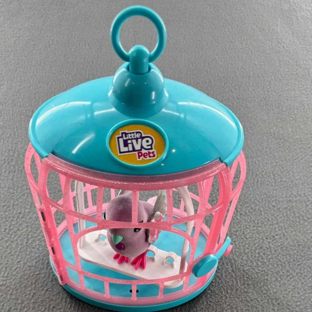 Little Live Pets Bird Cage Toy Kid Teal Interactive Flocked imaginative pretend